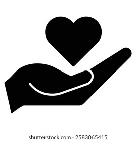 Heart in hand icons set. Hands holding heart icon. Love icon. Health, medicine symbol. Healthcare hands holding heart flat and line style. Hands holding pixelated heart from the side. Design eps 10