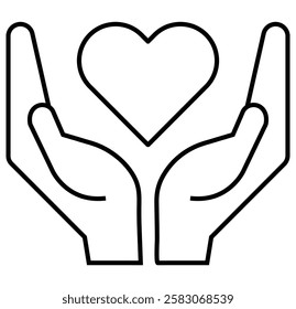 Heart in hand icons set. Hands holding. Love icon. Health, medicine symbol. Heart in hand icon showing care and support, perfect for healthcare providers, charities, and community organizations. EPS10