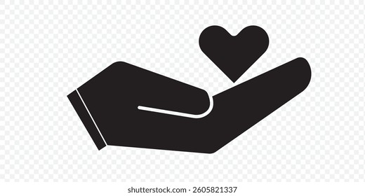 Heart in hand icons set. Hands holding heart icon. Love icon. Health, medicine symbol. Healthcare hands holding heart flat and line style - stock vector