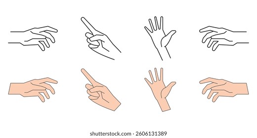 Heart in hand icons set. Hands holding heart icon. Love icon. Health, medicine symbol. Healthcare hands holding heart flat and line style - stock vector

