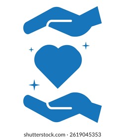 Heart in hand icons set. Hands holding heart icon. Love icon. Health, medicine symbol. Healthcare hands holding heart icon design eps 10