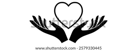 Heart in hand icons set. Hands holding. Love icon. Health, medicine symbol . 1176