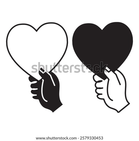 Heart in hand icons set. Hands holding. Love icon. Health, medicine symbol . 1176