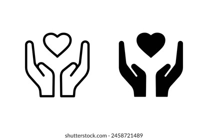 Heart in hand icons vector illustration