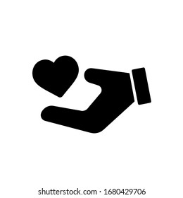 Heart in hand icon,vector illustration. Flat design style. vector heart in hand icon illustration isolated on White background, heart in hand icon Eps10. 