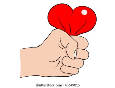 Heart in the hand isolated on the white