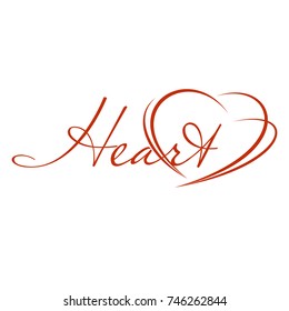 Heart hand lettering Calligraphy inscription Abstract love symbol