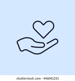 heart in hand line icon