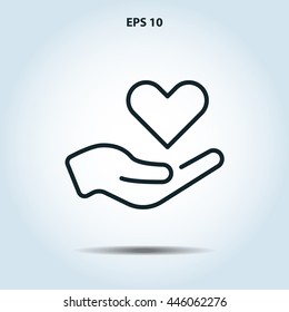 heart in hand line icon