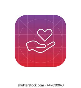 heart in hand line icon