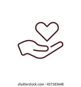 heart in hand line icon