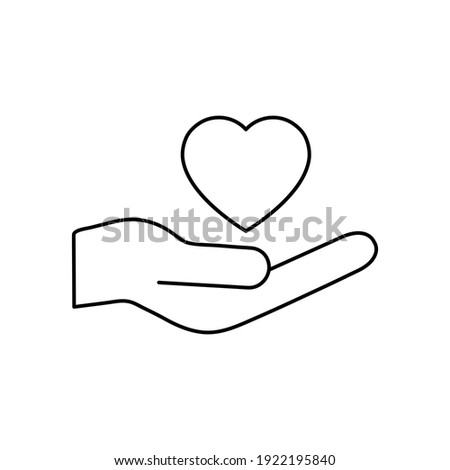 Heart and hand line icon. Voluntary symbol. Vector isolated on the white.  Сток-фото © 