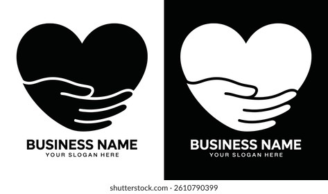 Heart Hand Logo Bold Black Care for Health Services