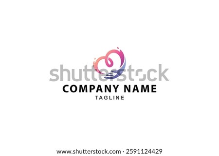 Heart and hand logo design ready to be used in social, health, education and caring foundations