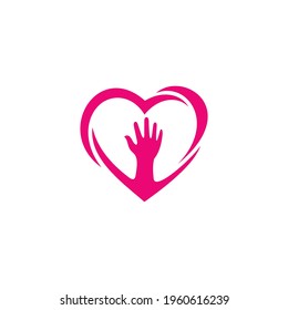 Heart and hand logo design template ready for use