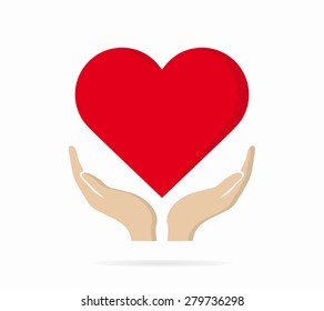 Heart in hand logo or icon 
