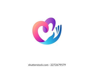 logotipo de corazón y mano con un diseño sencillo