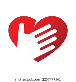 heart hand logo symbol vector design