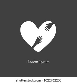 Heart and hand. Love, Hope, Care Logo. Vector Illustration