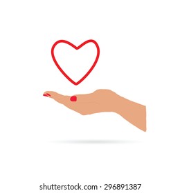 heart in hand love red vector