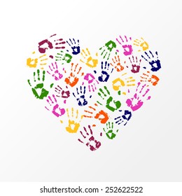 Heart of hand prints