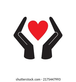 heart in hand Protection heart love vector symbol
