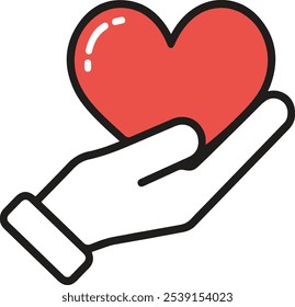 Corazón en Vector de mano sobre fondo blanco. Corazón en mano