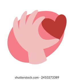 Heart in a hand. St Valentine's Day flat style vector illustration