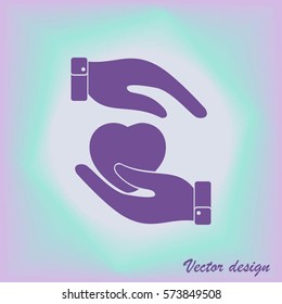 Heart in hand symbol