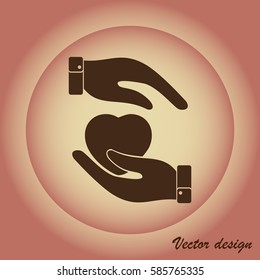 Heart in hand symbol