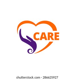 Heart in hand symbol logo