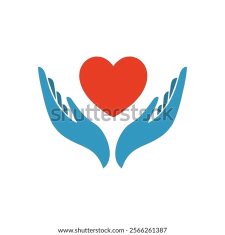Heart in hand symbol. Logo template for charity, health. Vector illustration