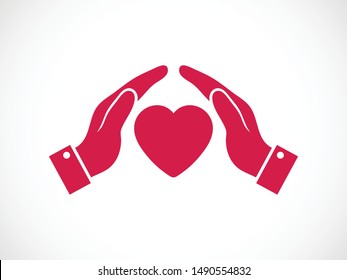 Heart in hand, a symbol of love. Vector illustration EPS10. Real estate concept