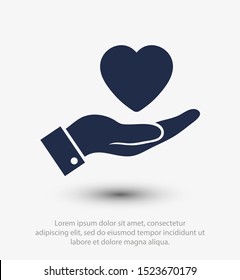 Heart in hand, a symbol of love. Vector illustration EPS10. Real estate concept