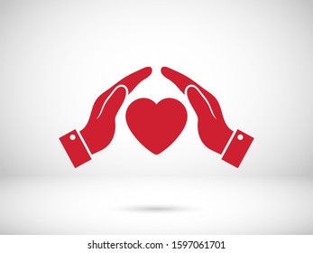 Heart in hand, a symbol of love. Vector illustration EPS10. Real estate concept