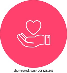 Heart in hand symbol, sign, icon, logo template for charity, health, voluntary, non profit organization, isolated on white background, vector illustration