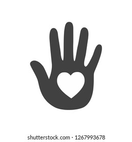 Heart in a hand. Vector icon.