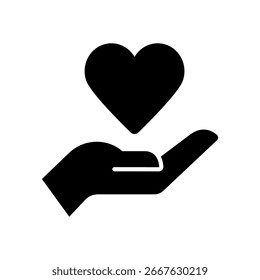 Heart in hand. Vector icon