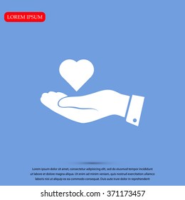 heart in hand vector icon