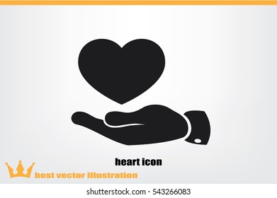 Heart in hand vector icon.