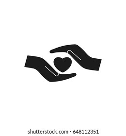heart in hand vector icon