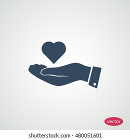heart in hand vector icon, vector best flat icon, EPS