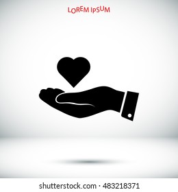 heart in hand vector icon, vector best flat icon, EPS