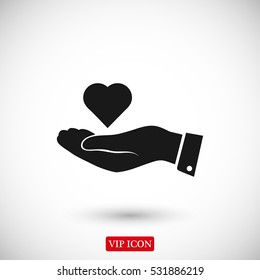 heart in hand vector icon, vector best flat icon, EPS