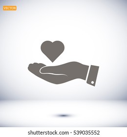 heart in hand vector icon, vector best flat icon, EPS