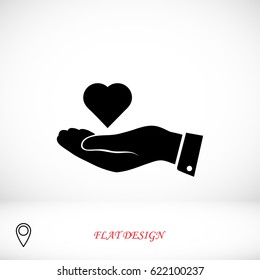 heart in hand vector icon, vector best flat icon, EPS