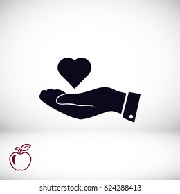 heart in hand vector icon, vector best flat icon, EPS