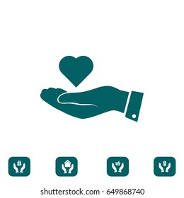 heart in hand vector icon, vector best flat icon, EPS