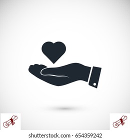 heart in hand vector icon, vector best flat icon, EPS