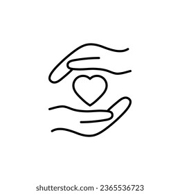 heart in hand vector icon hands holding a heart love care sign